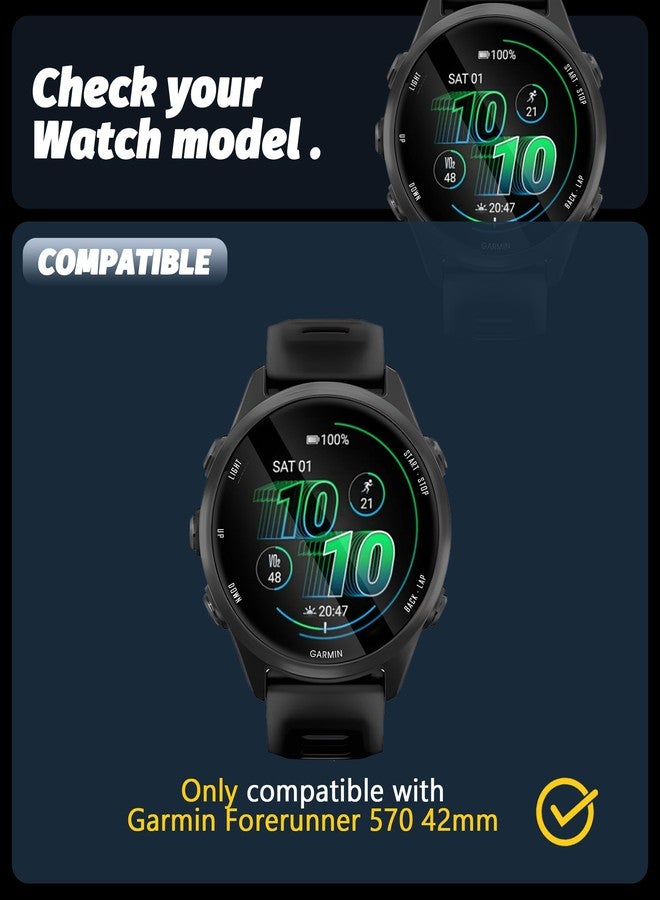 Orzero (5+3) Compatible for Garmin Forerunner 570 42mm, 5 Pack Watch Screen Protector + 3 Pack Dust Plug, PMMA and PET (Not Tempered Glass) Ultra Thin HD Full Coverage 3D Curved Edge Anti-Scratch - Image 2