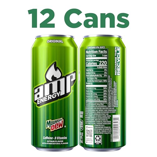 Mountain Dew Mtn Dew AMP Energy Original Energy Drink with Caffeine B Vitamins 16 fl oz cans 12 Pack Packaging May Vary - Image 5