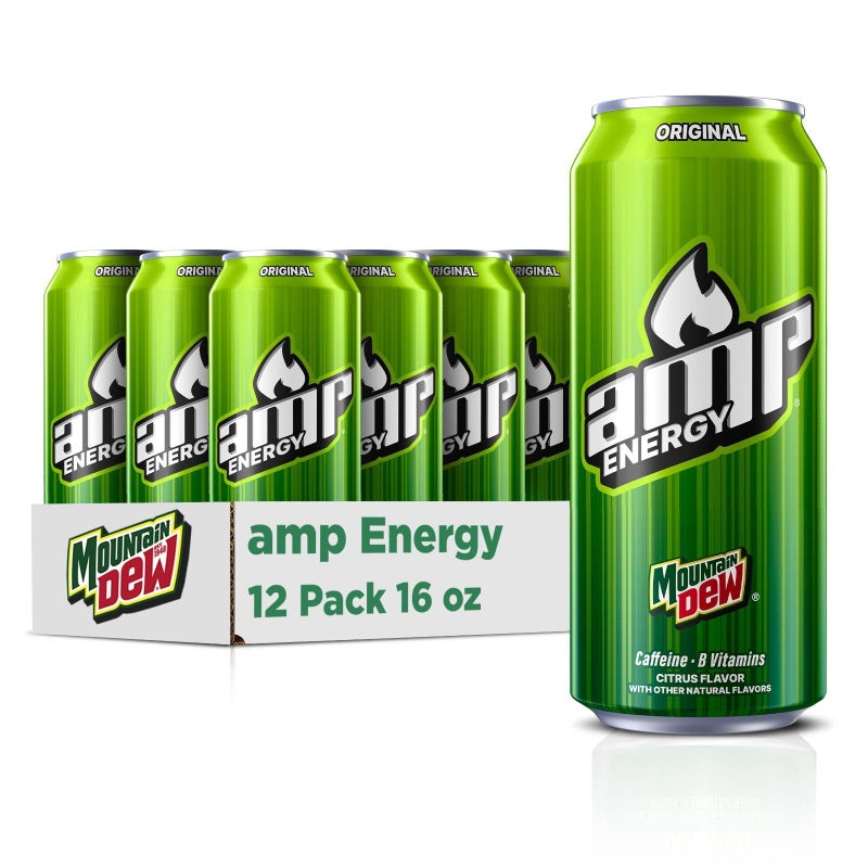 Mountain Dew Mtn Dew AMP Energy Original Energy Drink with Caffeine B Vitamins 16 fl oz cans 12 Pack Packaging May Vary - Image 3