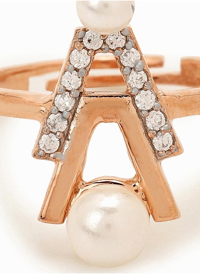 VOYLLA - Voylla Gold-Plated Brass Ring with Pearl - Image 1