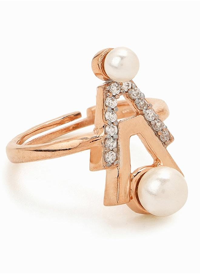 VOYLLA - Voylla Gold-Plated Brass Ring with Pearl - Image 1