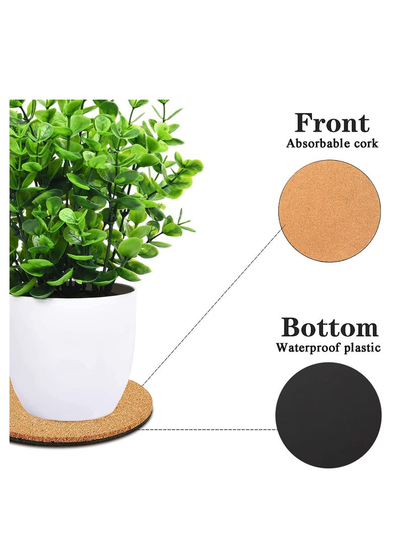 Excefore 10 Pack Cork Plant Coasters, 4/6/8 Inch Cork Plant Mats, DIY Plant Coasters for House Plants Indoors (Nude & Black)  - Image 3