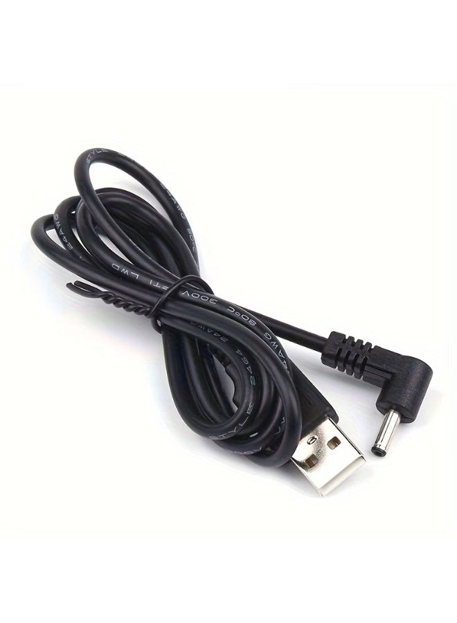 HMC 90 Degree Right Angle USB to DC 3.5mm X 1.35mm Barrel Jack 5V Power Cable (1m, Black) - Image 1