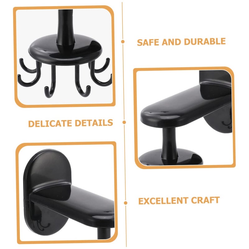 Wall Mounted Rotating Hook 8 Claw Utensil Hanger No Nails For Kitchen Bathroom Black - Image 5