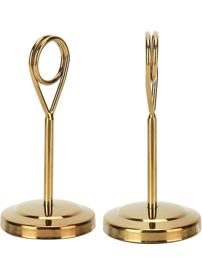 klarako Table Number Holder Stainless Steel Durable Fade Resistant Lightweight Picture Card Clip for Hotel Restaurant Shop (10.5cmGold) 