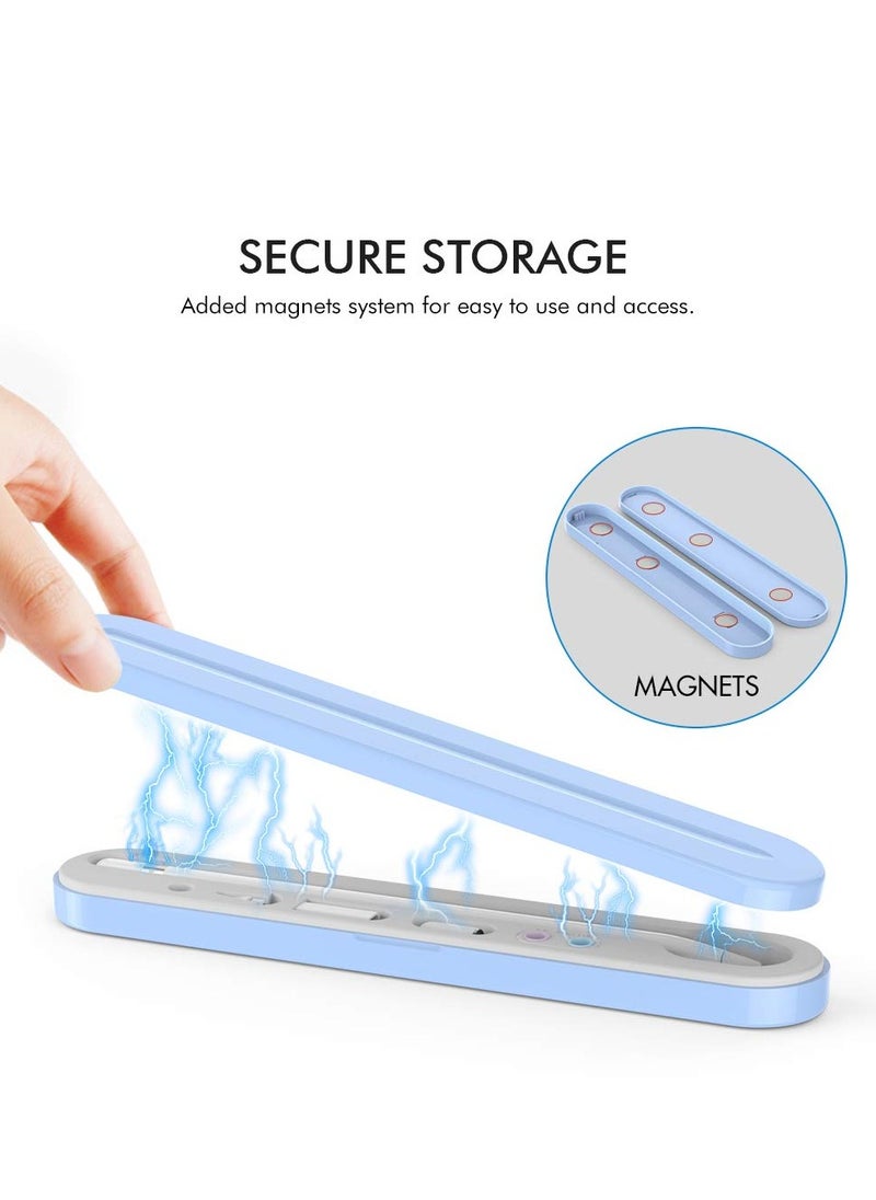 KASTWAVE - Portable Pen Pouch for Apple Pencil 2nd Generation and 1st Generation Magnetic Nib Holder Compact Accessory Organizer Capacitive Nib Sleeve Pen Case (Blue) - Image 1