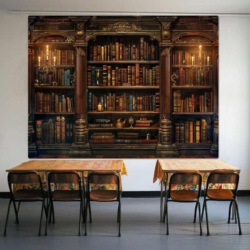 Accnicc Vintage Bookshelf Tapestry Medieval Art Book Tapestries Wall Hanging Gothic Dark Academia Retro Library Backdrop Tapestry for Bedroom Living Room Dorm Study Classroom 90Ã— 68 inch - Image 5