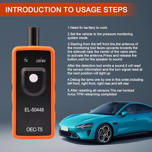 Lyxheth TPMS Relearn Tool for Car Tire Sensor, EL-50448 Tire Pressure Monitor Sensor Activation Reset Tool, Monitoring System Sensor Reset Programming Tool for Most Series Vehicles - Image 4