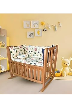 Baby Folding Wooden Bed With Mattress, 100×60cm - Multicolor