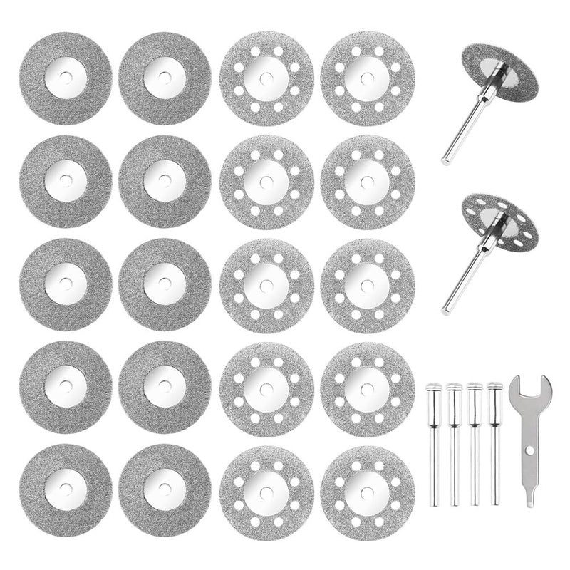 25mm Cutting Wheels 20 Pack with 4 Rotary Tool Mandrels 3mm - Image 2