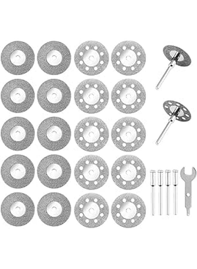 25mm Cutting Wheels 20 Pack with 4 Rotary Tool Mandrels 3mm - Image 1
