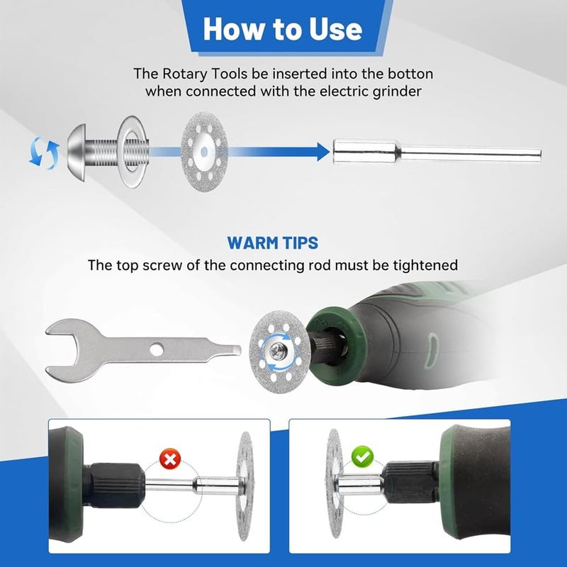 25mm Cutting Wheels 20 Pack with 4 Rotary Tool Mandrels 3mm - Image 3