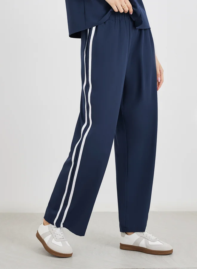 Take Two Take Two Women Side Stripe Shirt and Wide Leg Pants Co-Ords