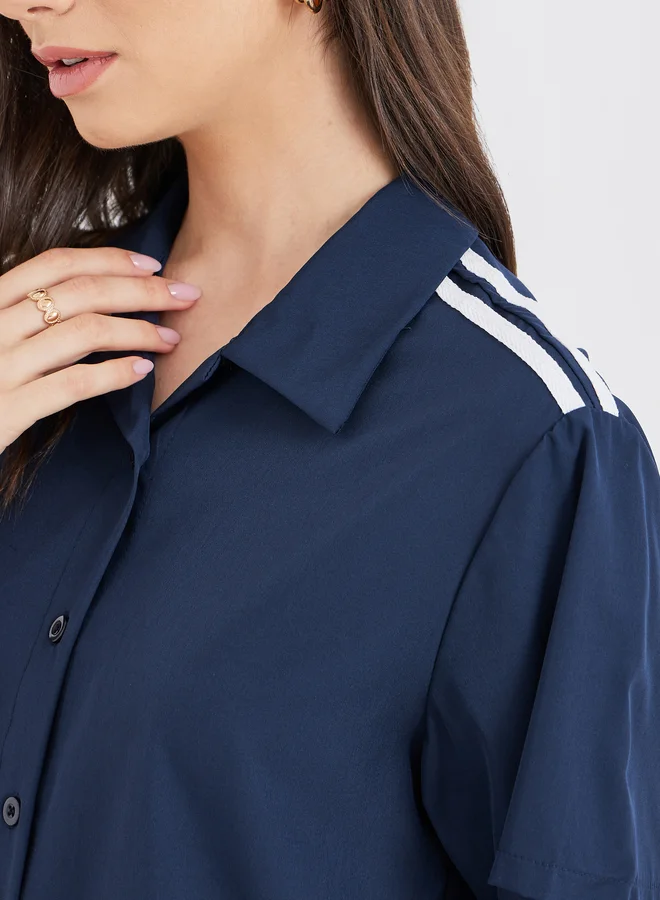 Take Two Take Two Women Side Stripe Shirt and Wide Leg Pants Co-Ords