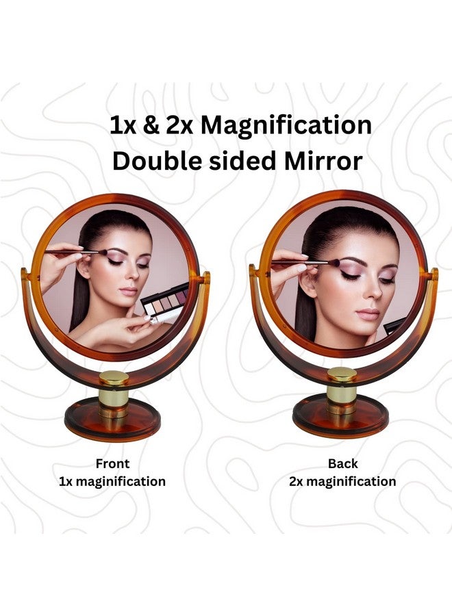 Scarlet Line Professional Round Double Sided Magnifying Large Makeup Mirror, Standing Vanity Dressing Mirror for Makeup with Stand_Shell_6.5 Inch - Image 2