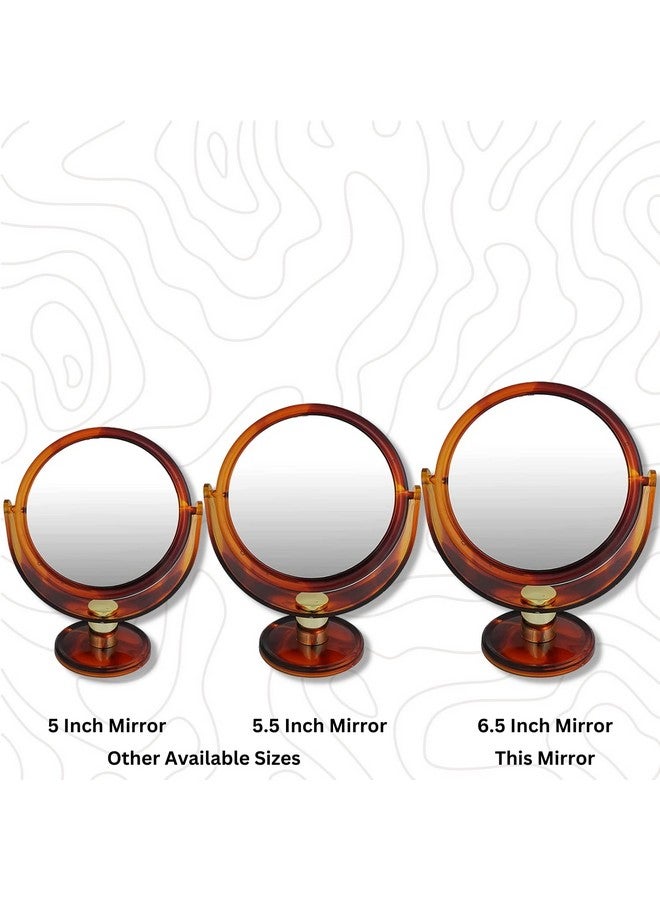 Scarlet Line Professional Round Double Sided Magnifying Large Makeup Mirror, Standing Vanity Dressing Mirror for Makeup with Stand_Shell_6.5 Inch - Image 4