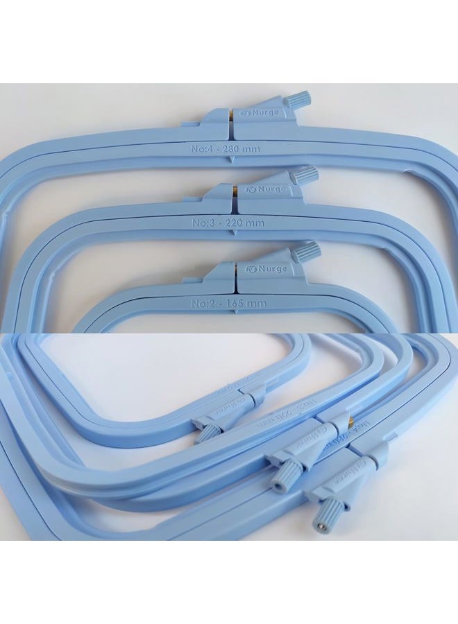 Nurge Blue 3 Pcs Set Plastic Square Embroidery Hoop, Cross Stitch Hoops, Punch Needle Hoop (3 Pcs) - Image 3
