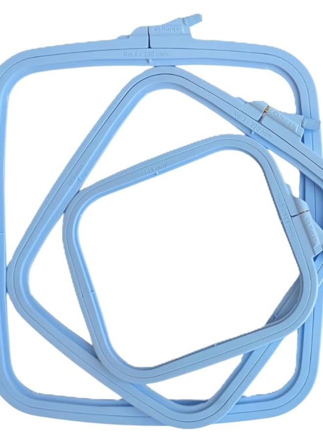 Nurge Blue 3 Pcs Set Plastic Square Embroidery Hoop, Cross Stitch Hoops, Punch Needle Hoop (3 Pcs) - Image 1