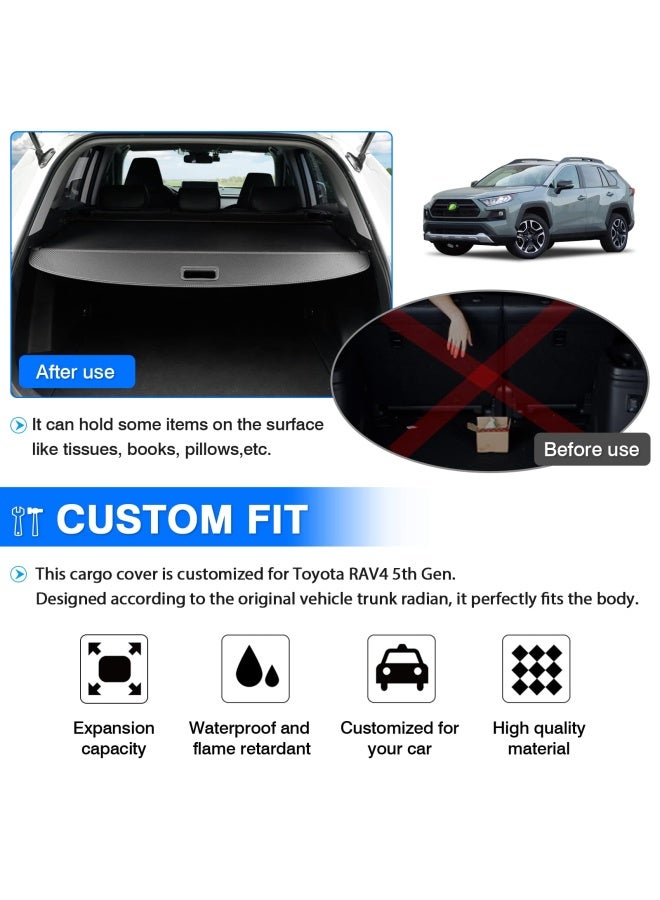Powerty Cargo Cover for 20192024 2025 Toyota RAV4 Accessories Trunk Cover Retractable Trunk Shielding Shade Cargo Luggage Cover No Gap - Image 4