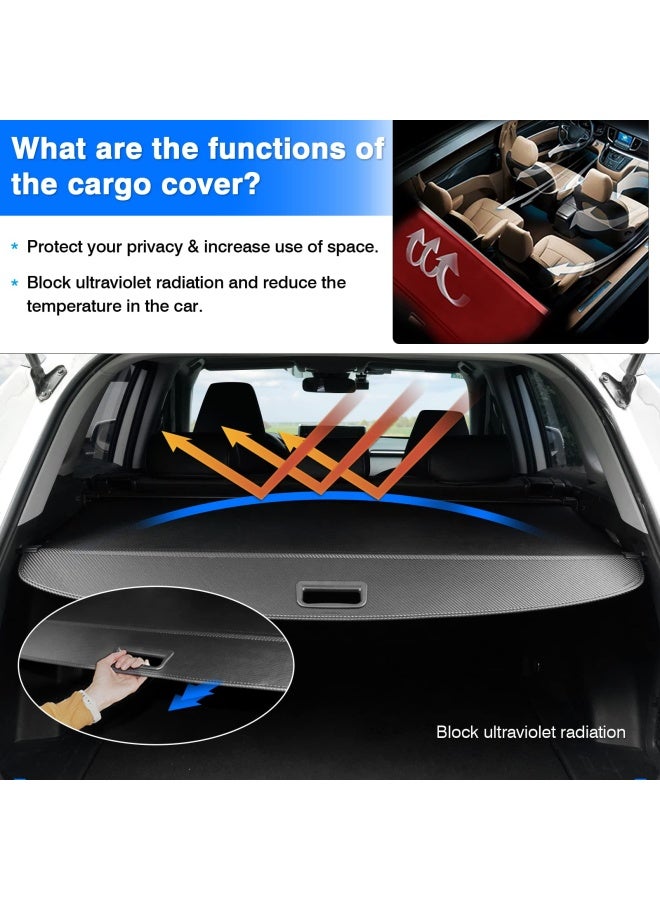Powerty Cargo Cover for 20192024 2025 Toyota RAV4 Accessories Trunk Cover Retractable Trunk Shielding Shade Cargo Luggage Cover No Gap - Image 3