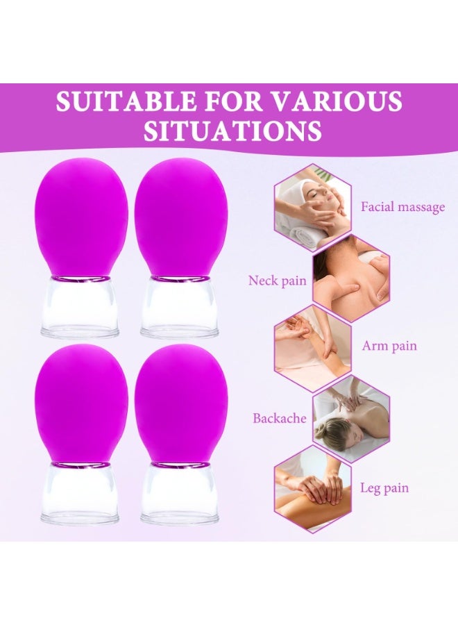أوشيما 4PCS كوب الوجه ، كوب نظارات السيليكون مجموعة ، كوب مجموعة مع كرة امتصاص السيليكون ، كوب الامتصاص القوي الوجه ، كوب التصميم القابل للإزالة لجميع أجزاء الجسم (الورد الأحمر) - Image 2