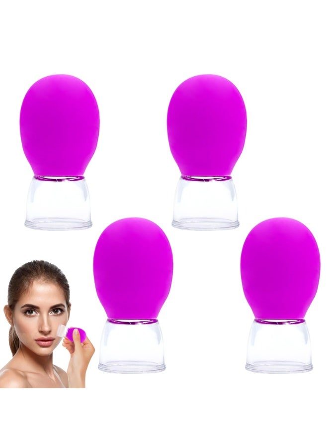 أوشيما 4PCS كوب الوجه ، كوب نظارات السيليكون مجموعة ، كوب مجموعة مع كرة امتصاص السيليكون ، كوب الامتصاص القوي الوجه ، كوب التصميم القابل للإزالة لجميع أجزاء الجسم (الورد الأحمر) - Image 1