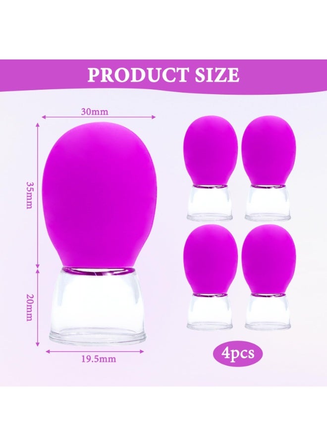 أوشيما 4PCS كوب الوجه ، كوب نظارات السيليكون مجموعة ، كوب مجموعة مع كرة امتصاص السيليكون ، كوب الامتصاص القوي الوجه ، كوب التصميم القابل للإزالة لجميع أجزاء الجسم (الورد الأحمر) - Image 3