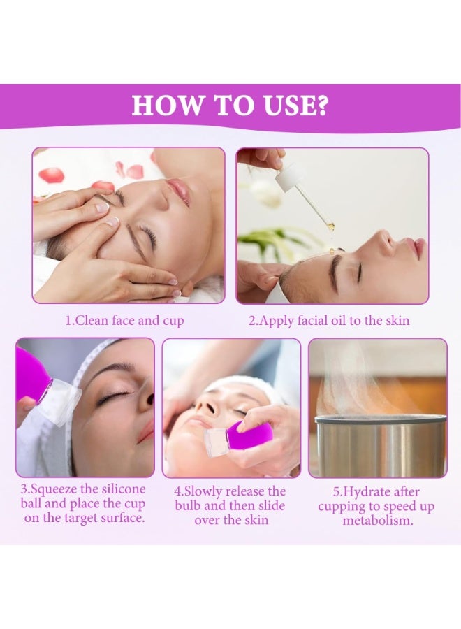 أوشيما 4PCS كوب الوجه ، كوب نظارات السيليكون مجموعة ، كوب مجموعة مع كرة امتصاص السيليكون ، كوب الامتصاص القوي الوجه ، كوب التصميم القابل للإزالة لجميع أجزاء الجسم (الورد الأحمر) - Image 5