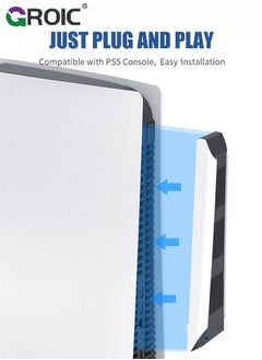 GROIC مبرد أبيض لجهاز PS5، مروحة تبريد محسنة وصديقة للصوت، 3 مداخل USB 3.0 ملحقات متوافقة مع بلاي ستيشن 5 إصدار رقمي/وحدة تحكم Ultra HD  - Image 5