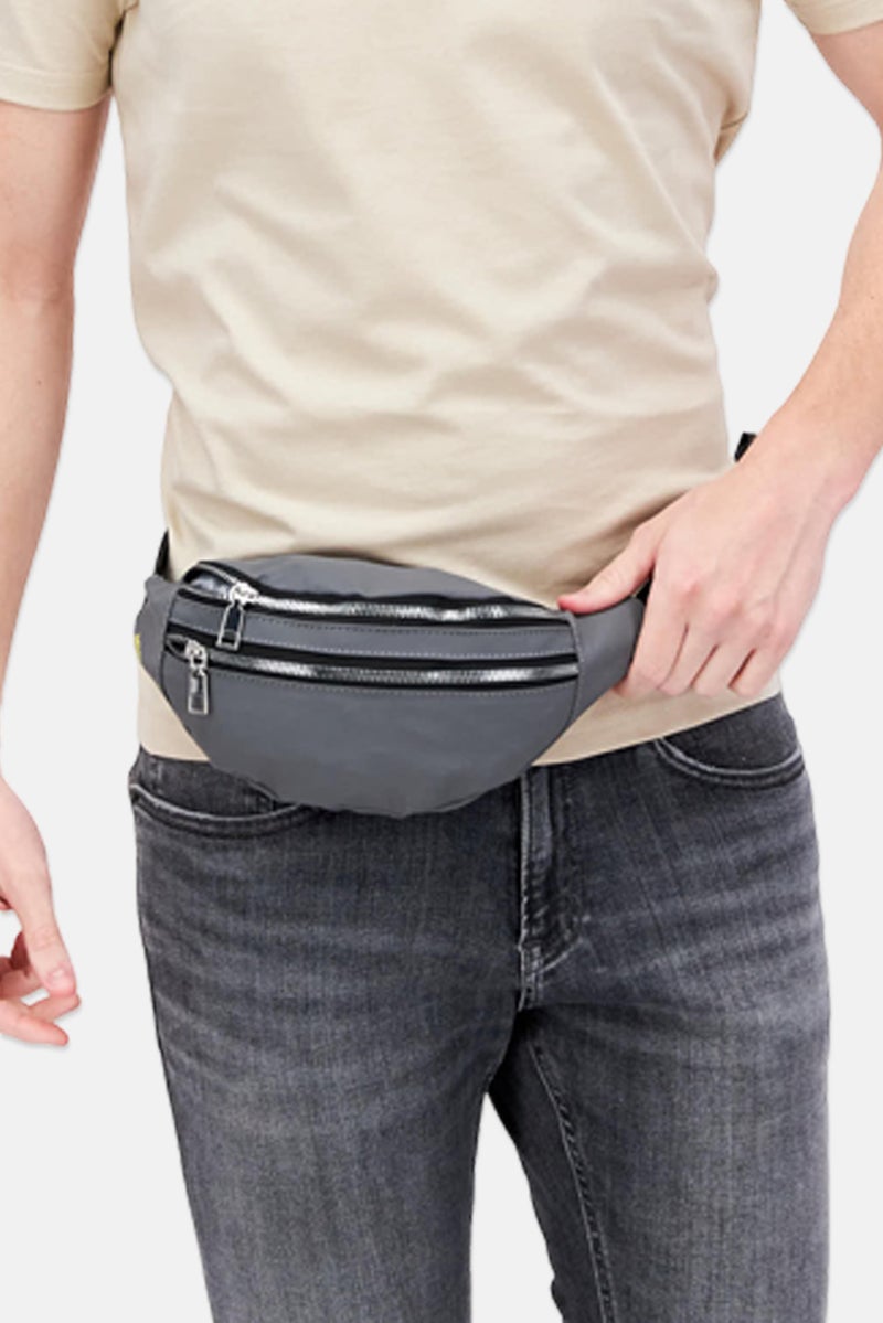 Motiv Men Solid Leather Fanny Pack 23 x L 14 x H 2 x W cm, Grey - Image 2