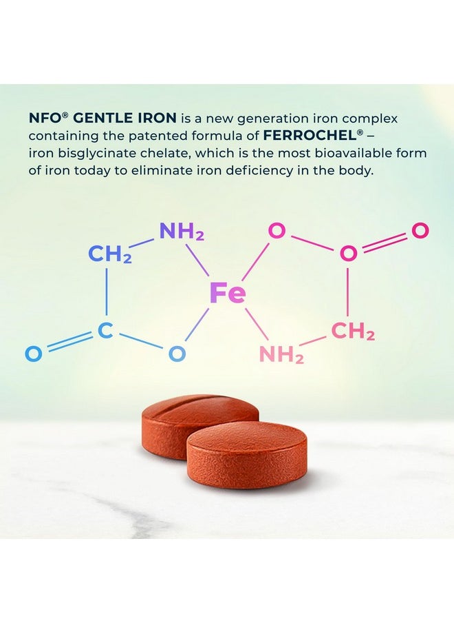 NFO - Gentle Iron [100 Tablets] Norwegian Natural High Dose Iron Complex With The Patented Ferrochel Formula The Most Bioavailable Form Against Iron Deficiency More Efficient By 90% Suitable For Vegans - Image 1