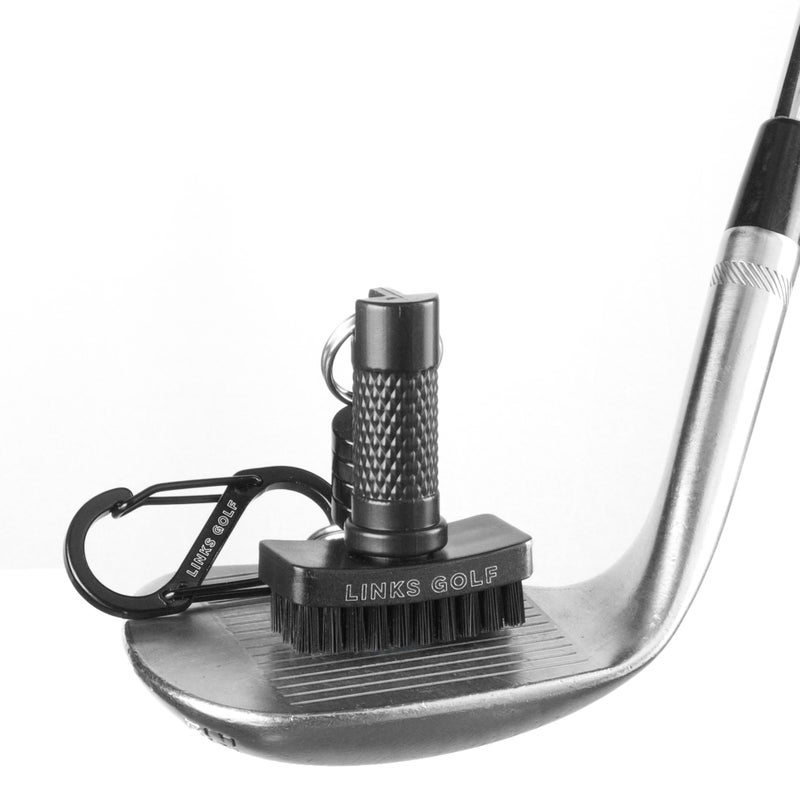 Links Golf â€“ Mini Golf Club Brush, Portable Golf Club Cleaner with Quick-Release Magnet & S-Carabiner Clip, Heavy Duty Nylon Bristles for Golf Bag, Cart and Pants - Image 1
