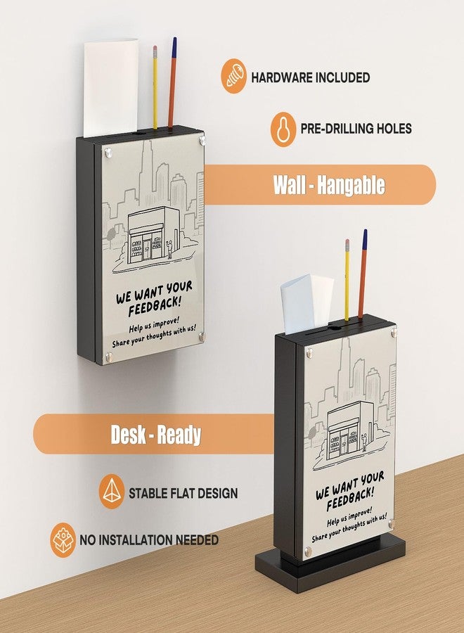 Metateel Suggestion Box with Slot and Lock-Wall Mount Option, Metal Ballot Box with Acrylic Panel for Voting, Black Donation Case with Key Drop Slot and Safe Lock for Fundraising, Hotel and Office Use - Image 5