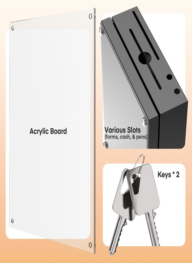 Metateel Suggestion Box with Slot and Lock-Wall Mount Option, Metal Ballot Box with Acrylic Panel for Voting, Black Donation Case with Key Drop Slot and Safe Lock for Fundraising, Hotel and Office Use - Image 4