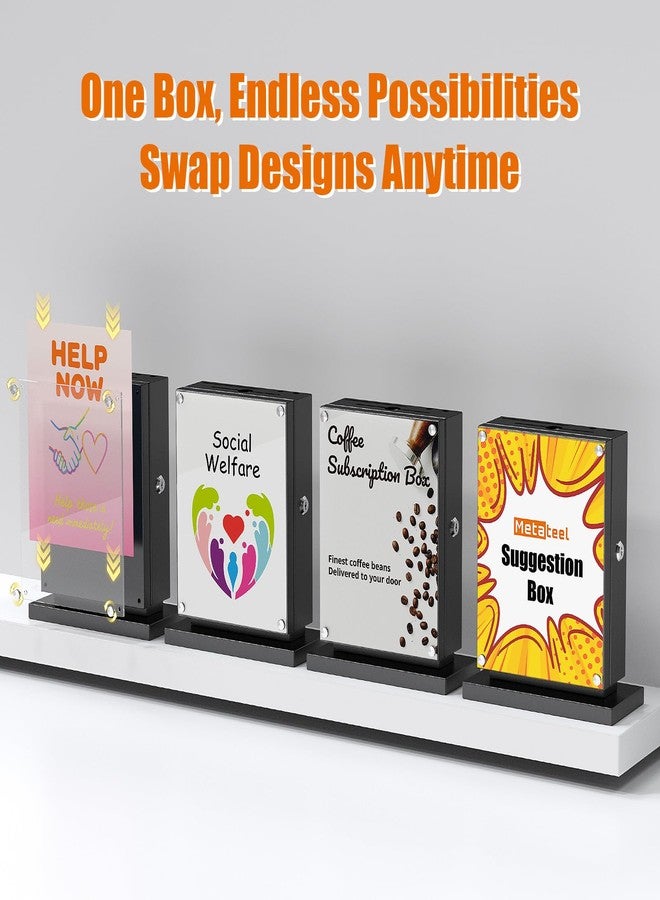 Metateel Suggestion Box with Slot and Lock-Wall Mount Option, Metal Ballot Box with Acrylic Panel for Voting, Black Donation Case with Key Drop Slot and Safe Lock for Fundraising, Hotel and Office Use - Image 2