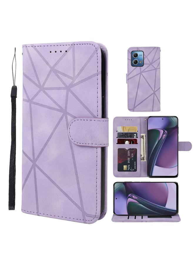 اس-توب جراب لهاتف Motorola Moto G Stylus 5G 2023 مصنوع من الجلد بخطوط هندسية - Image 1