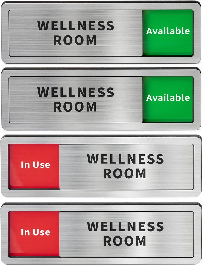 Abudada Wellness Room Office Door SlidingSigns, Do Not Disturb- In Use/Available Slider Sign for Home Office Wellness Conference Vacant Occupied Privacy Slide Door Sign，Brushed Silver - Image 1