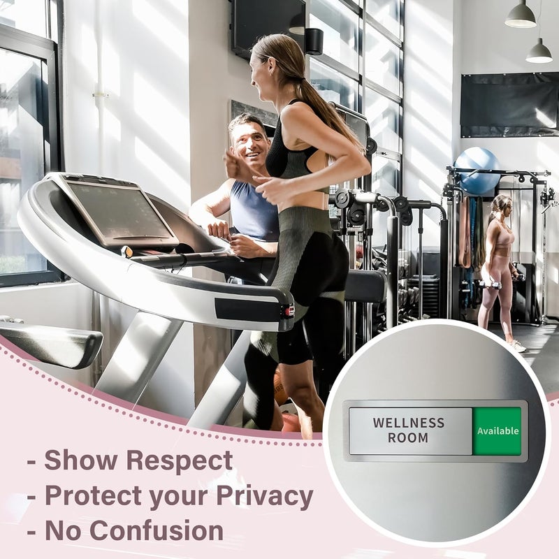 Abudada Wellness Room Office Door SlidingSigns, Do Not Disturb- In Use/Available Slider Sign for Home Office Wellness Conference Vacant Occupied Privacy Slide Door Sign，Brushed Silver - Image 5