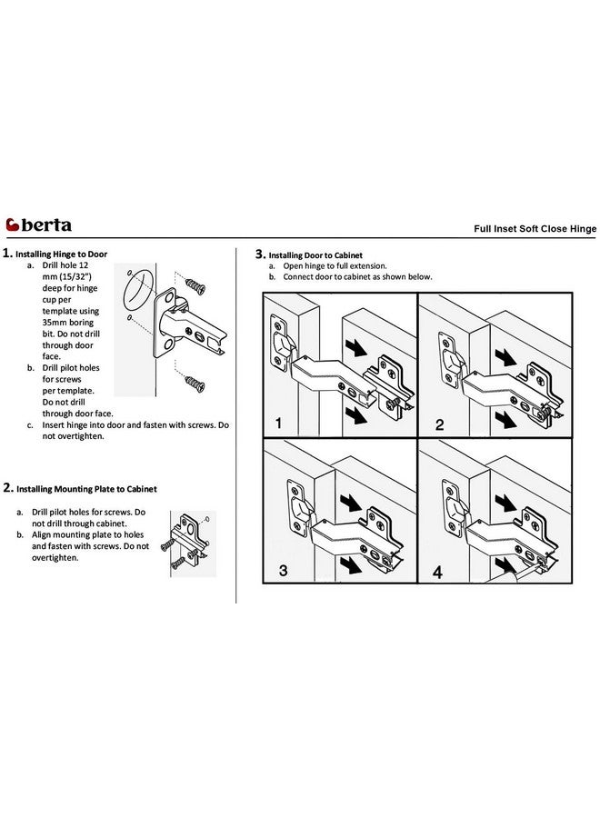 Berta 10-Pack Inset Frameless Soft Close Hinges - 110° 3D Adjustable, Clip-On Concealed European Hinges with Screws for Kitchen, Bathroom, Closet Cabinets - Ideal for Modern Cabinets - Image 4