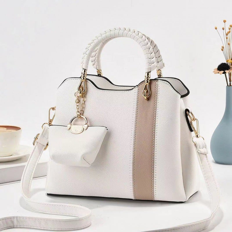 Fashionable Color-Block Versatile Shoulder And Crossbody Handbag For Women, Elegant Mom Bag With Color-Blocking Design - Image 3