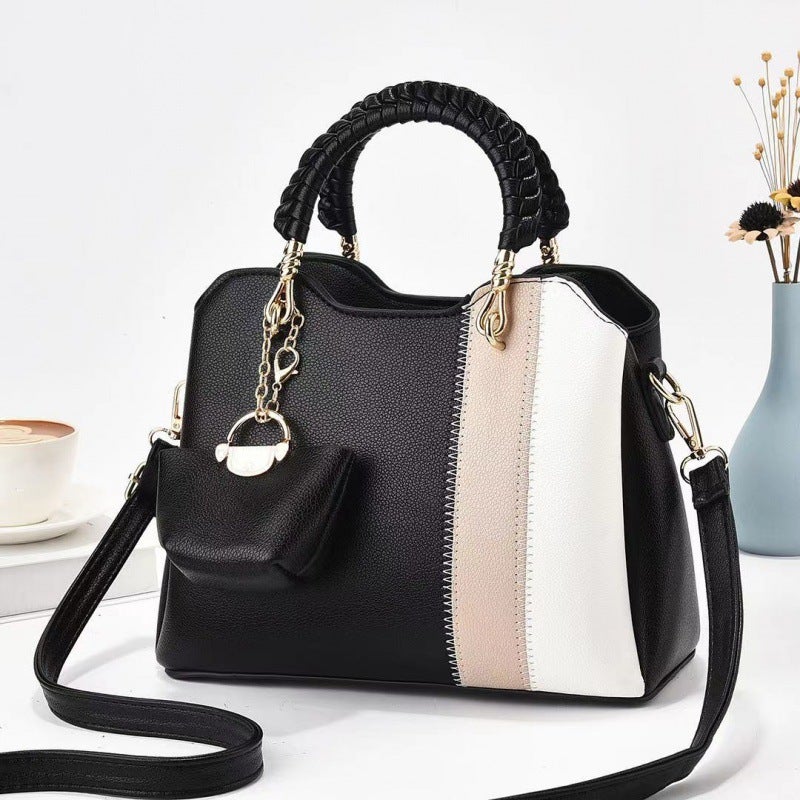 Fashionable Color-Block Versatile Shoulder And Crossbody Handbag For Women, Elegant Mom Bag With Color-Blocking Design - Image 2