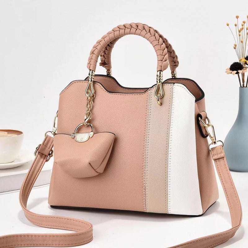 Fashionable Color-Block Versatile Shoulder And Crossbody Handbag For Women, Elegant Mom Bag With Color-Blocking Design - Image 5