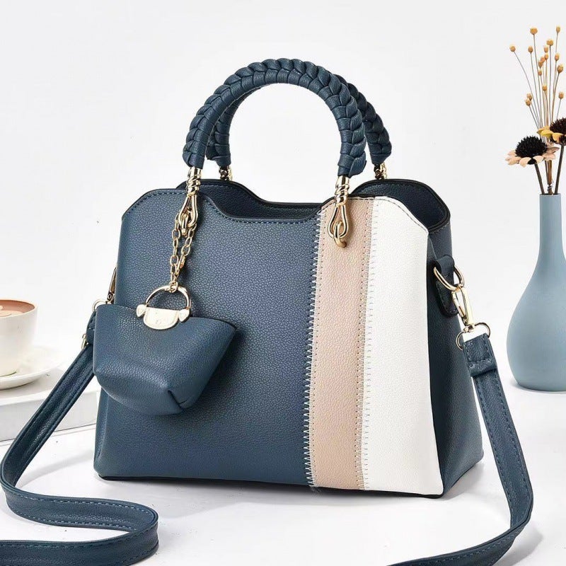 Fashionable Color-Block Versatile Shoulder And Crossbody Handbag For Women, Elegant Mom Bag With Color-Blocking Design - Image 1