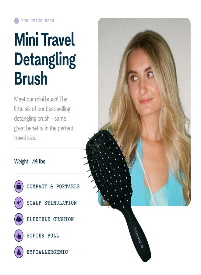 Gimme Hair Brush - Mini Travel Detangler Brush for Thick Hair with Anti-Static, Heat-Resistant & Flexible Nylon Bristles - Hair Tools for Women, Teens & Girls, Black - Image 2