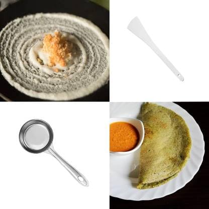 faas faas Stainless Steel Perfect Dosa Making Spoon Flat Base LadleCooking Turner Specially for DosaChillaOmletteParanthas Set of 2 Pcs  - Image 3