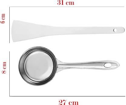 faas faas Stainless Steel Perfect Dosa Making Spoon Flat Base LadleCooking Turner Specially for DosaChillaOmletteParanthas Set of 2 Pcs  - Image 2