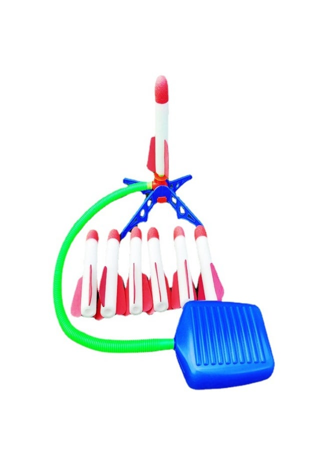 null - Children's Foot Rocket Launcher Luminous Small Rocket Outdoor Ejection Flying Flash Launch Stall Toys Wholesale-Specifications:Launcher 6 Flash Rockets - Image 1