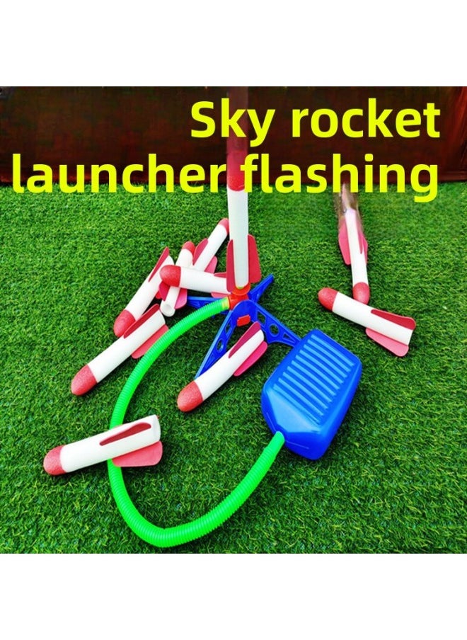 null - Children's Foot Rocket Launcher Luminous Small Rocket Outdoor Ejection Flying Flash Launch Stall Toys Wholesale-Specifications:Launcher 6 Flash Rockets - Image 1