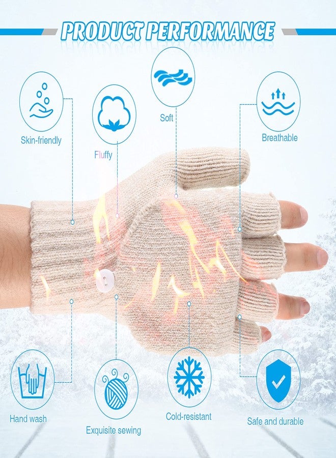 JaGely Winter Knitted Convertible Fingerless Gloves,3 Pairs Convertible Fingerless Mittens Knit Flip Gloves Warm Men Women for Cold Weather - Image 3