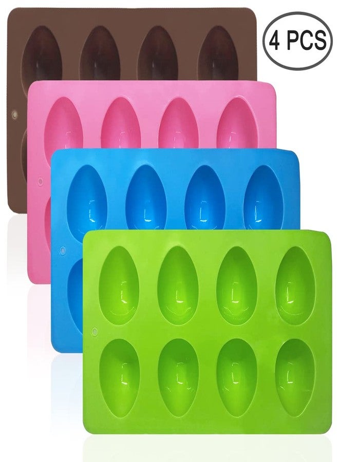 SENHAI 4 Psc Egg Chocolate Silicone Molds, SENHAI 8-Hole Egg-Shaped Chocolate Baking Mold for Decorating DIY Cakes, Chocolates, Pastries, Muffins, Bread, Ice Cubes, Soap - Pink, Blue, Brown, Green - Image 2